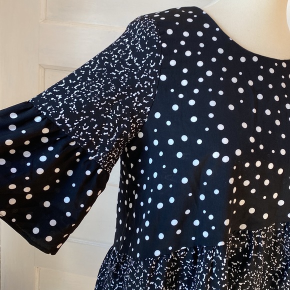 Caara Black and White Polka Dot Shift Dress, Size M - Picture 9 of 14